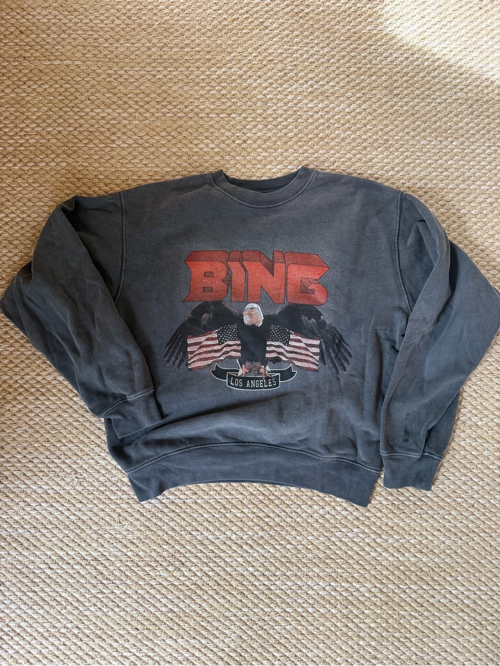 ANINE BING Los Angeles Eagle Graphic Crewneck Sweatshirt - Black